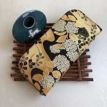 京西陣金襴錦織【流水紫陽盛開】-長夾/皮夾/零錢包