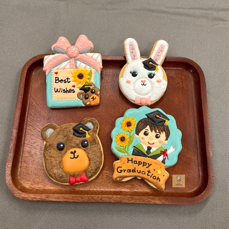 畢業禮物 畢業生 畢業熊 向日葵祝福糖霜餅乾