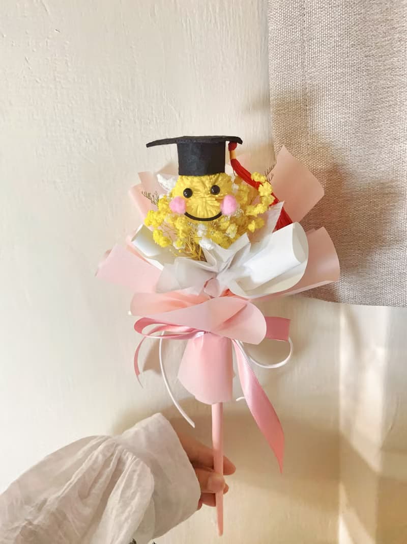 索拉乒乓表情花束 畢業花束 畢業禮物 可擴香花束 永生花