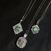 Nuwu 。 S925 純銀 opal 水歐泊 蛋白石 歐泊 項鏈