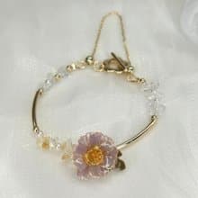 【紫色野菊x黃水晶-水晶花手鍊】11月生日花生日石 花言日和