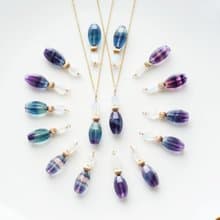 ストライプフローライトによる香水瓶風の50cmネックレス　Perfume bottle