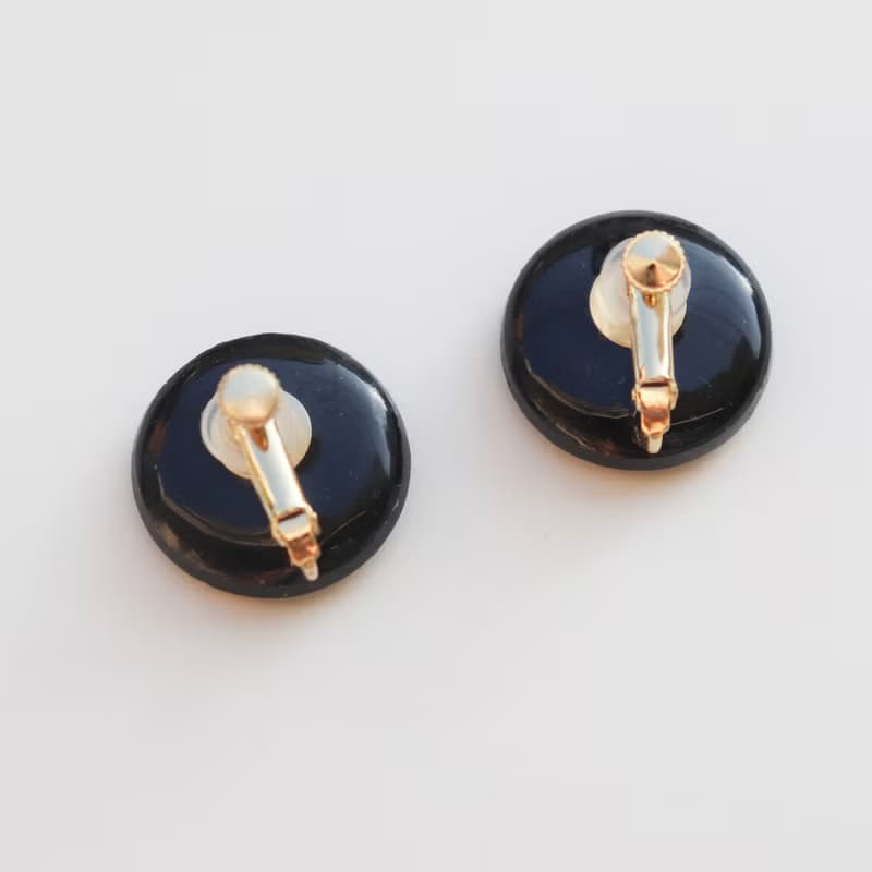 夜空中佇立的小鳥 / 捷克玻璃鈕釦飾品 ( 耳環 / 夾式耳環)