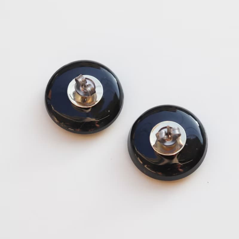 夜空中佇立的小鳥 / 捷克玻璃鈕釦飾品 ( 耳環 / 夾式耳環)