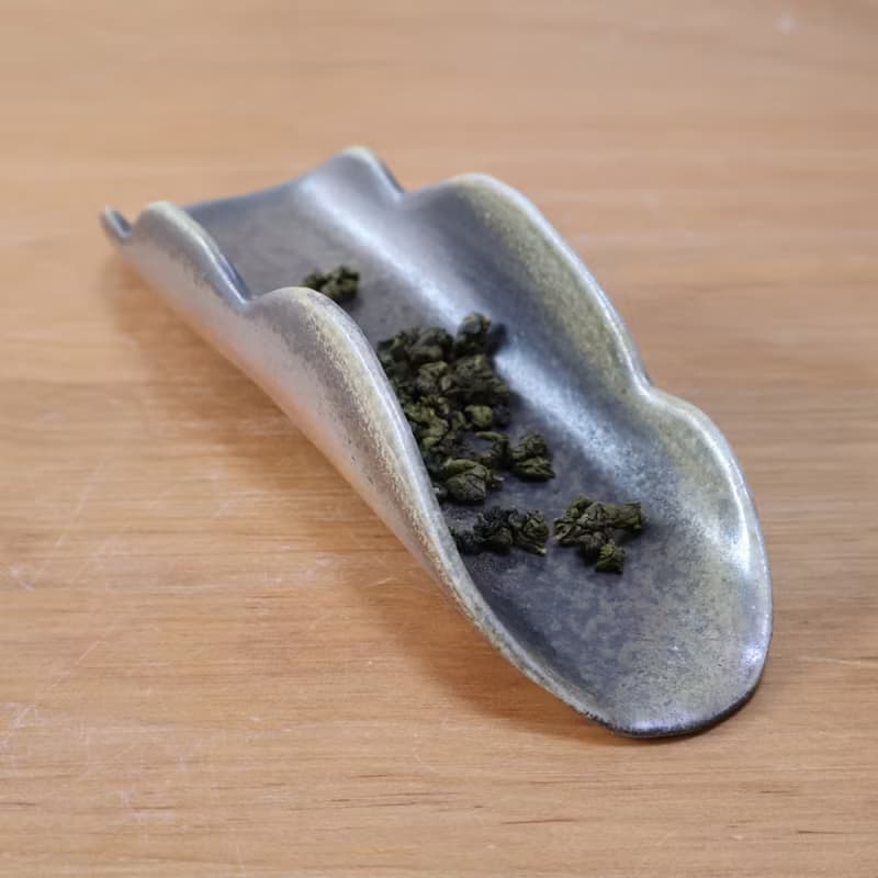 層山 墨綠 柴燒陶手工茶則