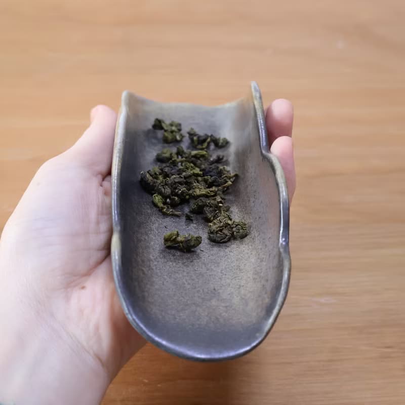 層山 墨綠 柴燒陶手工茶則