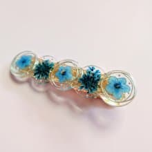 藍色勿忘我 真花髮夾 乾燥花髮夾  蕾絲花 禮物