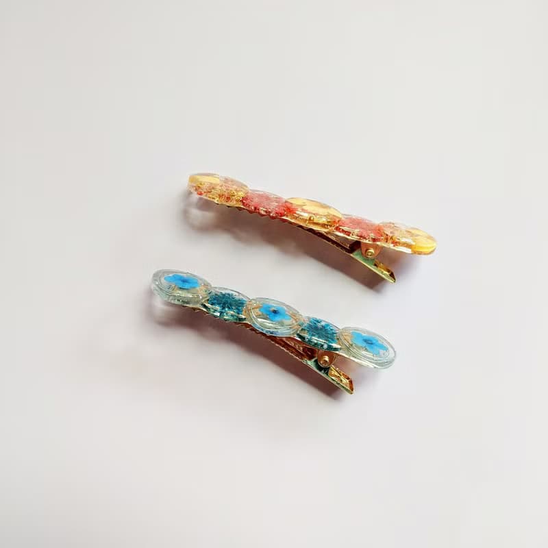 藍色勿忘我 真花髮夾 乾燥花髮夾  蕾絲花 禮物