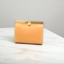 手工牛皮平口淑女小錢包 - 奶茶杏 (生日禮物 情人節 聖誕禮物)