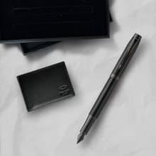 Parker 派克 新IM 特別款理性黑鋼筆  牛皮短夾禮盒   免費刻字