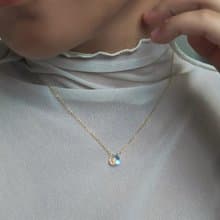 SV925/ 14KGF AURORA極光 施華洛世奇水晶項鍊 彩虹光 水滴