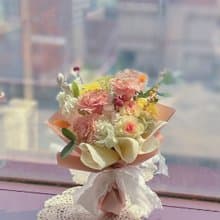 【永生花禮】康乃馨永生花束-粉金/開幕花禮/升遷花禮/祝賀花禮