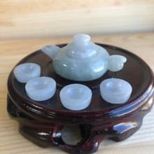 辦公招財必推+翡翠底細油青藍招財茶具組 | 天然緬甸玉A貨翡翠