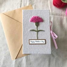 康乃馨花   母親節 手工卡片 Mother's Day Card  | 桃紅色花