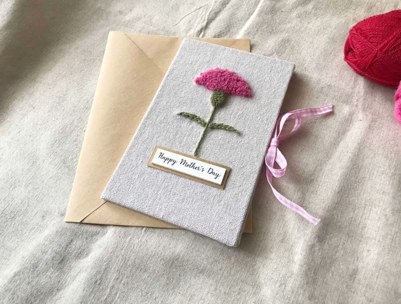 康乃馨花   母親節 手工卡片 Mother's Day Card  | 桃紅色花