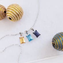 芳之戀。5X7mm 托帕石/堇青石/黃水晶 925銀項鍊  小墬鏈