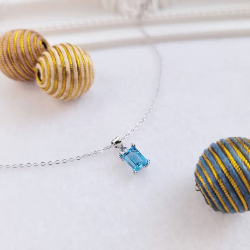 芳之戀。5X7mm 托帕石/堇青石/黃水晶 925銀項鍊  小墬鏈