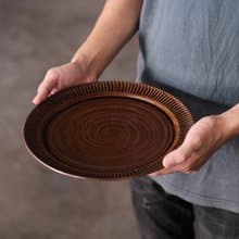 條紋邊 l 27cm大盤 l 飴釉陶盤