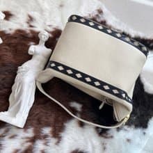 YSL 聖羅蘭 Diamond Cut 雕花皮革 白色×黑色 手提包