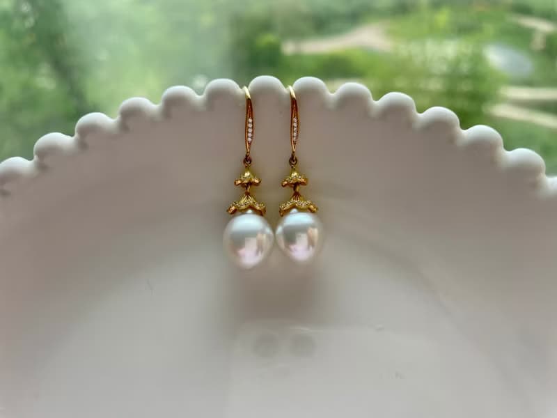 天然海水珍珠 澳白珍珠 純銀耳鉤