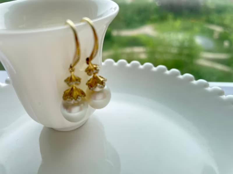 天然海水珍珠 澳白珍珠 純銀耳鉤