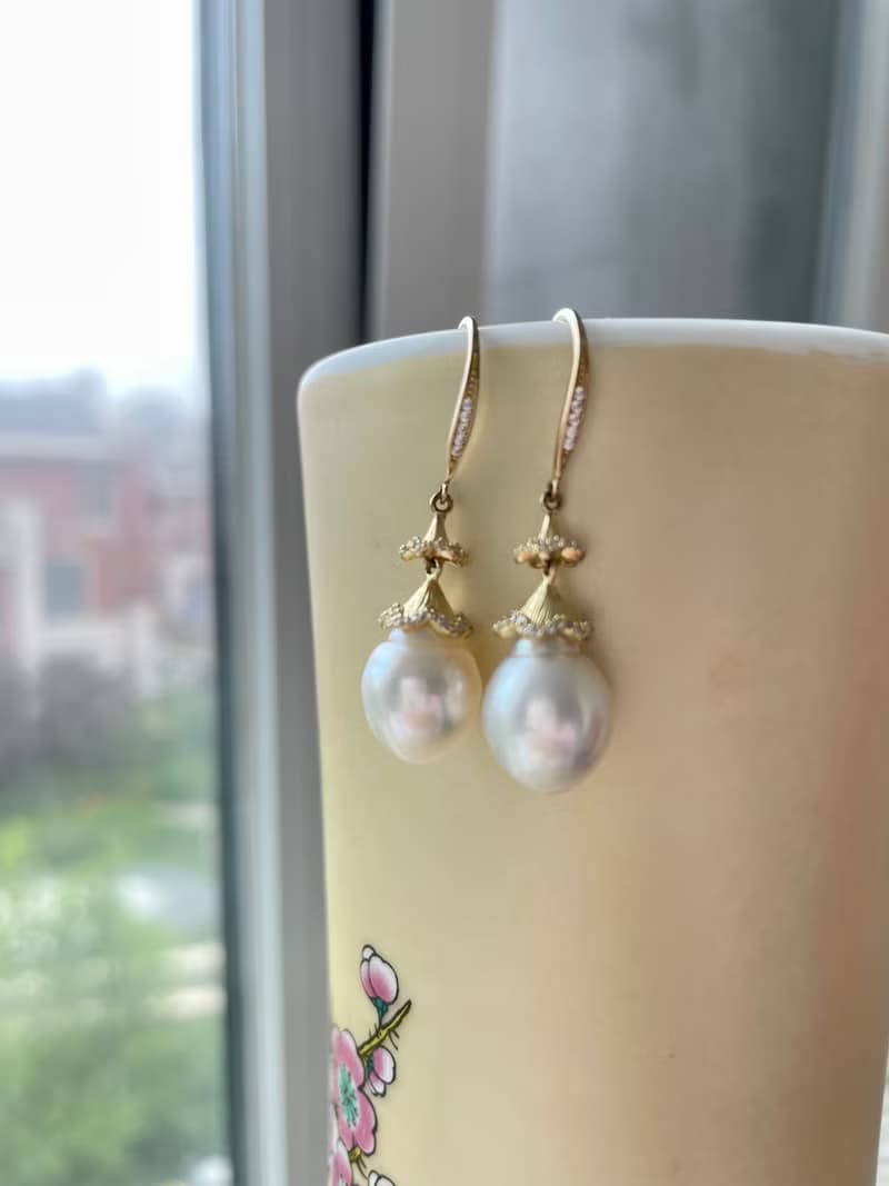 天然海水珍珠 澳白珍珠 純銀耳鉤