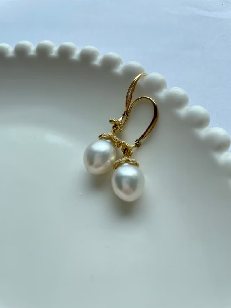 天然海水珍珠 澳白珍珠 純銀耳鉤