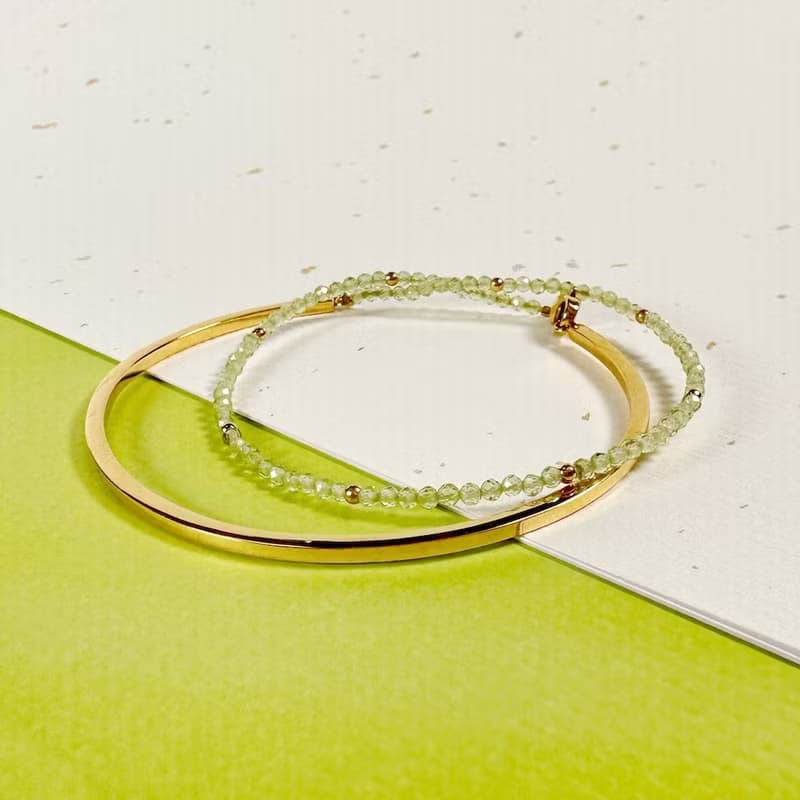 橄欖石手鍊手環/雙鍊 天然寶石 316醫療鋼 不鏽鋼 抗敏鋼