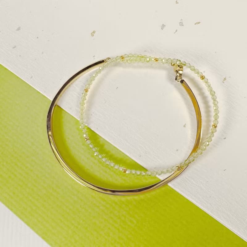 橄欖石手鍊手環/雙鍊 天然寶石 316醫療鋼 不鏽鋼 抗敏鋼