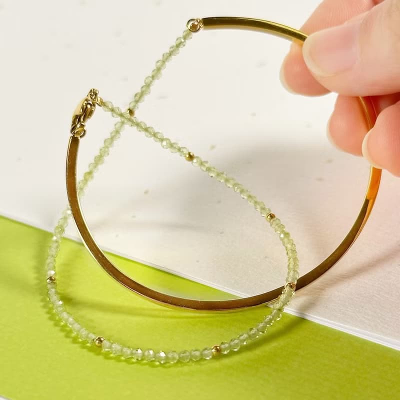 橄欖石手鍊手環/雙鍊 天然寶石 316醫療鋼 不鏽鋼 抗敏鋼