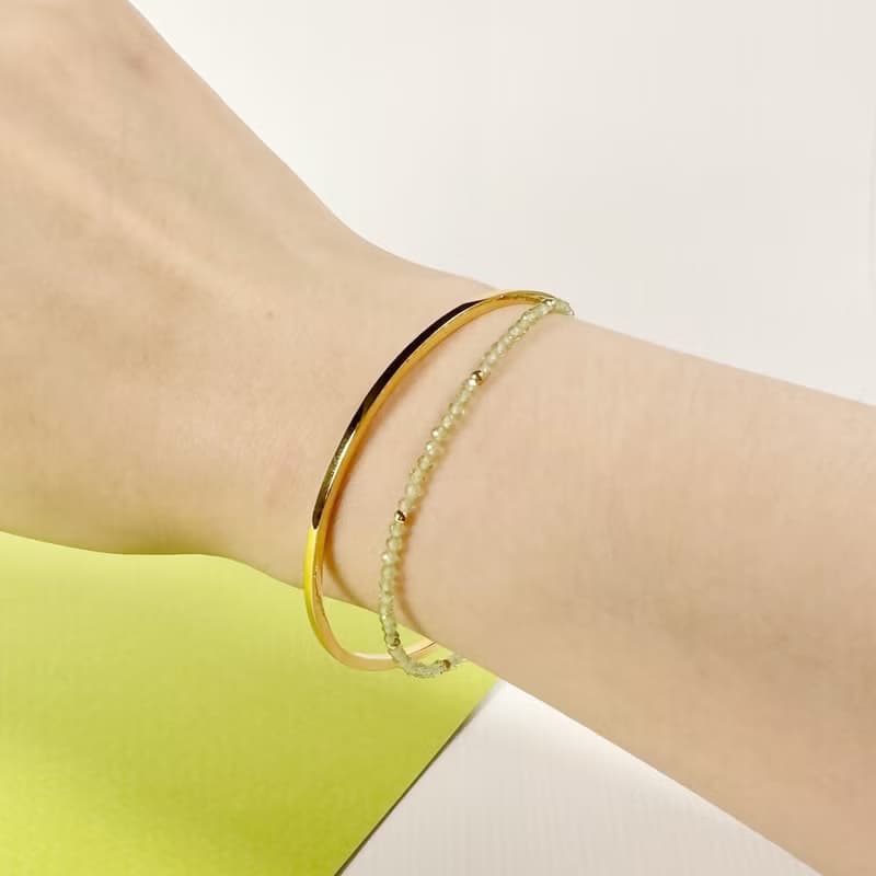 橄欖石手鍊手環/雙鍊 天然寶石 316醫療鋼 不鏽鋼 抗敏鋼