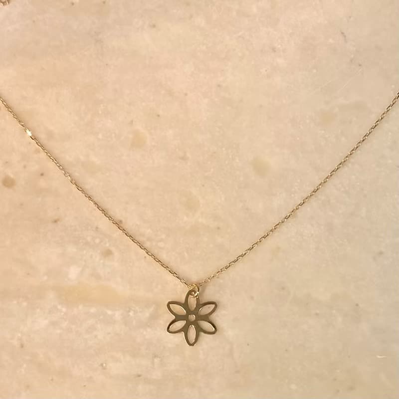 K18 GOLD 18金 花 フラワーモチーフ ペンダント40cm 18KN2 【SOLID GOLD】