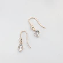 14K 四爪鑽墜耳針耳環