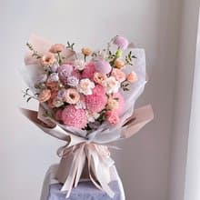 【鮮花】粉紫色牡丹菊康乃馨鮮花花束