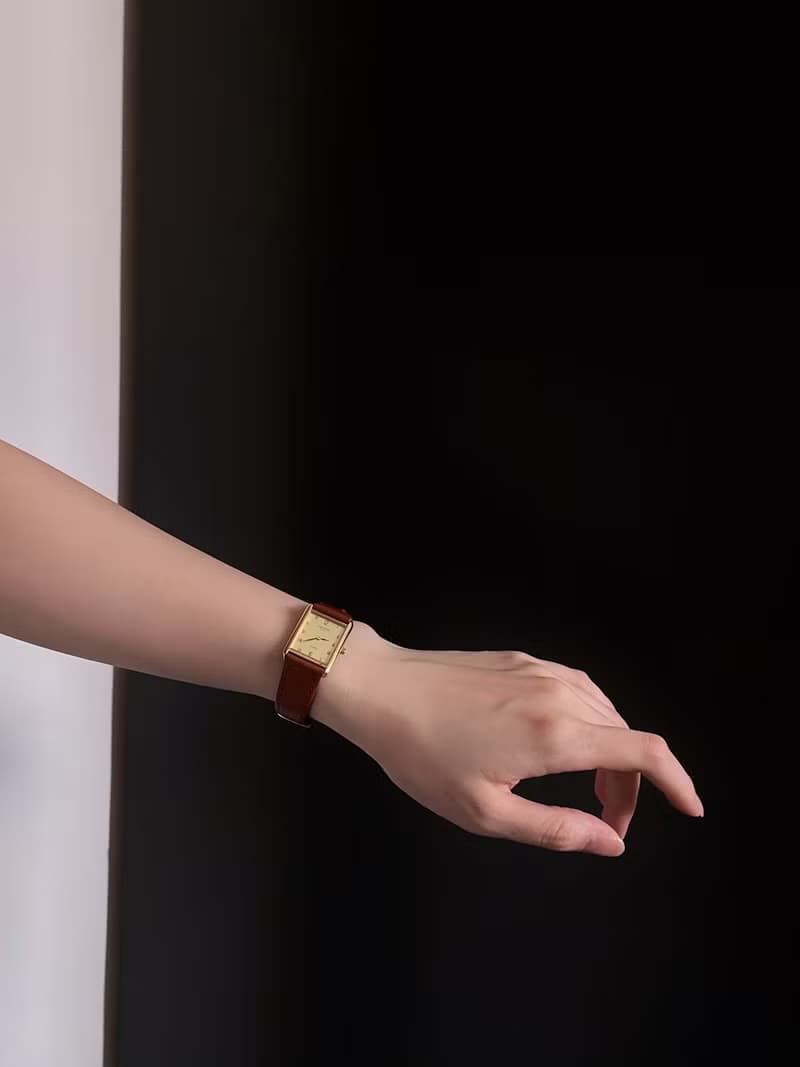 古董手錶 Lanvin 浪梵 法國製 長方形石英手鍊 皮革錶帶 男女適用