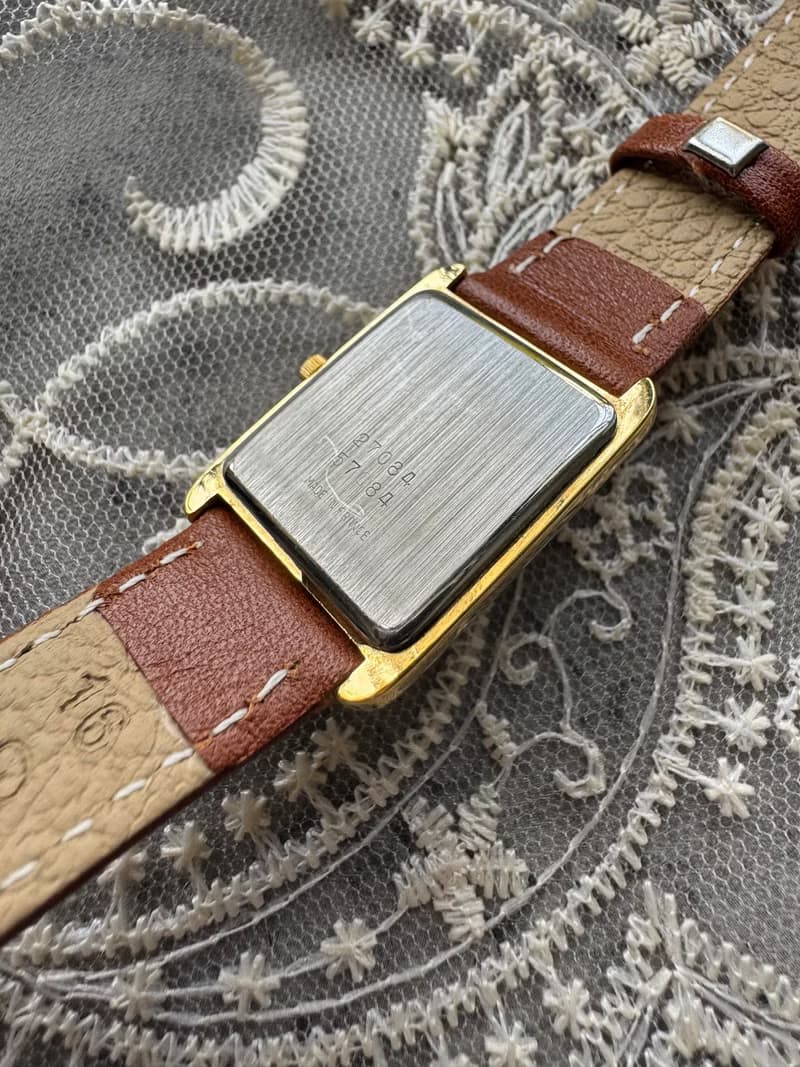 古董手錶 Lanvin 浪梵 法國製 長方形石英手鍊 皮革錶帶 男女適用