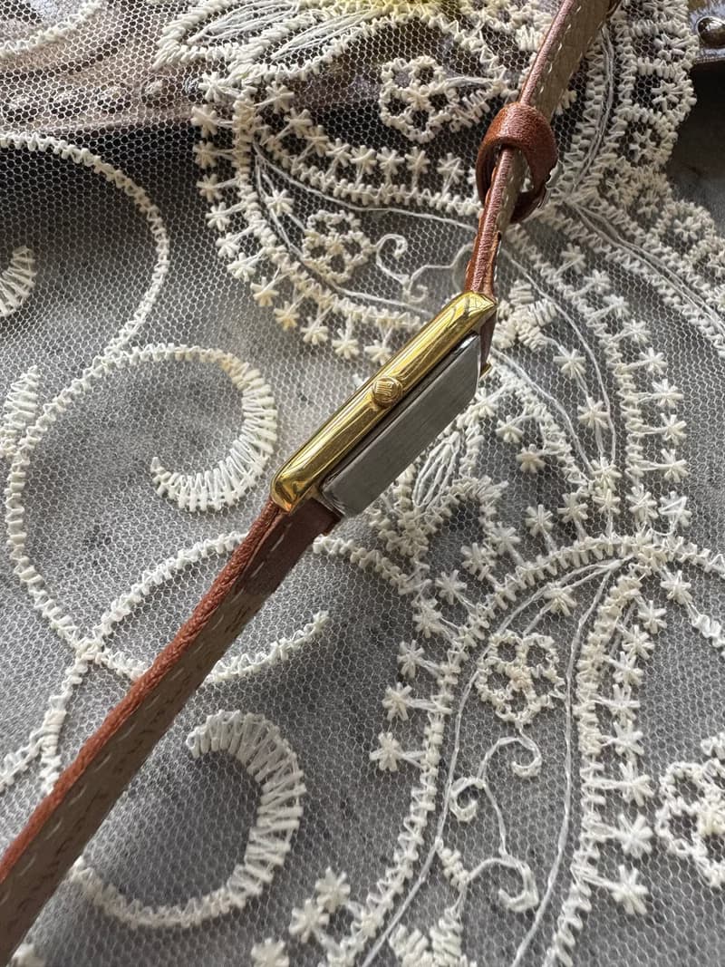 古董手錶 Lanvin 浪梵 法國製 長方形石英手鍊 皮革錶帶 男女適用