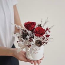 【永生玫瑰花盆花】• 情人節禮物/生日禮物/永生花/永生玫瑰花