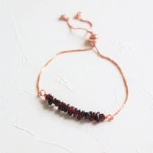 天然紅石榴石拉繩手鍊 玫瑰金粉晶手環 三色選 鍍金鍍銀鍍玫瑰金