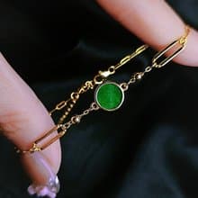 財富•高貴•時尚|歐美風圓無事牌|緬甸A貨翡翠純銀訂製款手鏈