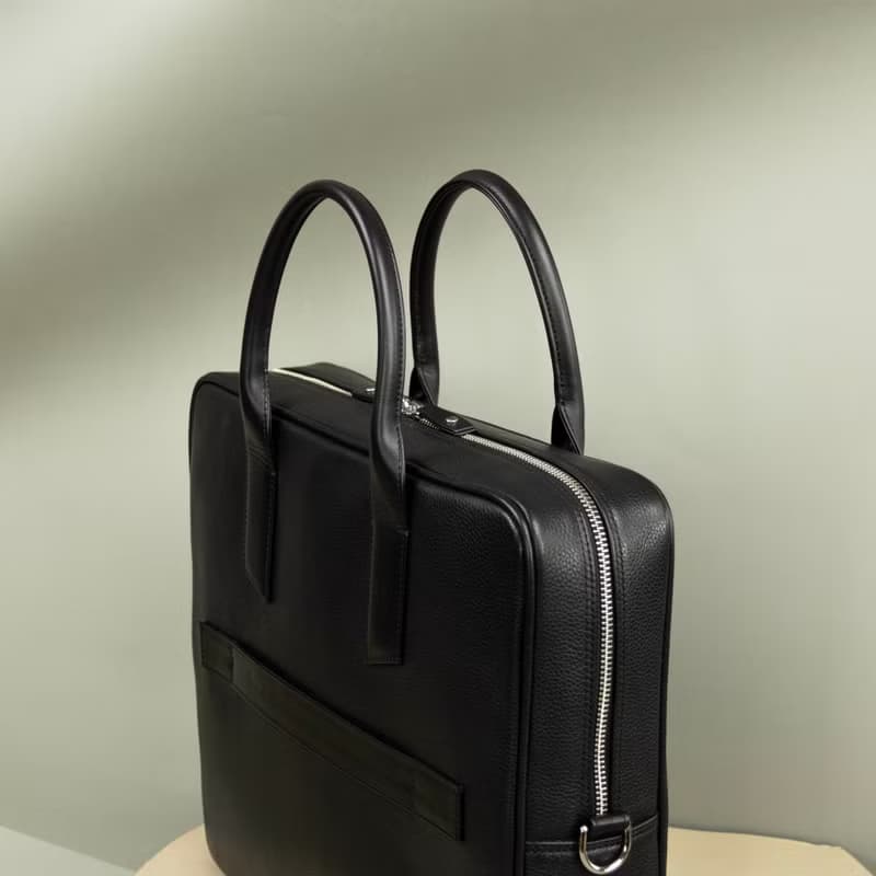 Black Leather Briefcase for Men