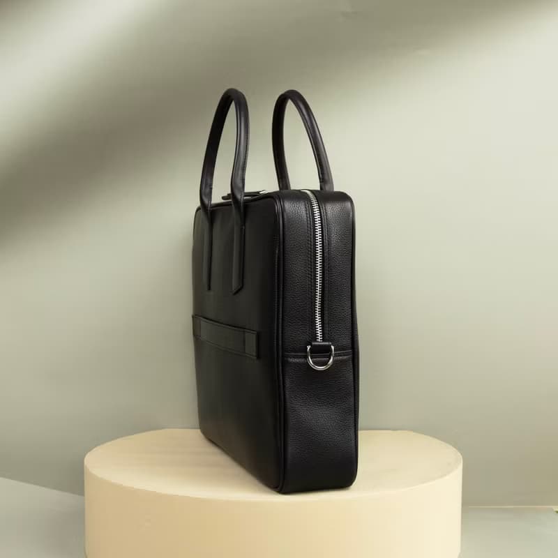Black Leather Briefcase for Men