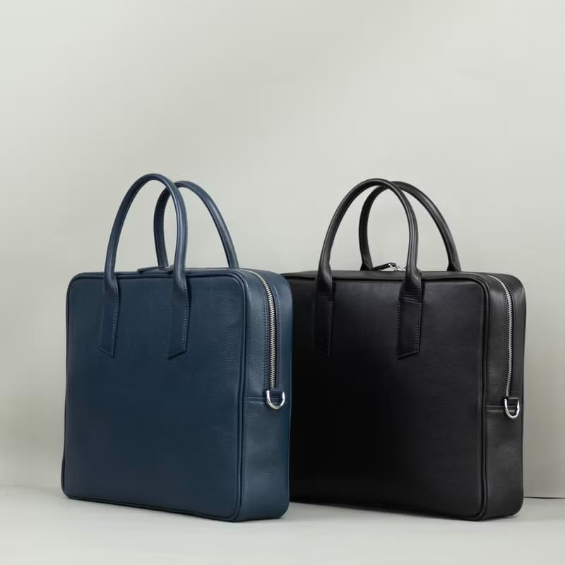 Black Leather Briefcase for Men