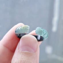 【親翠】天然翡翠 瓜地馬拉冰藍綠半山半水手指鐲14號戒圈