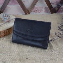 義大利植鞣革雙層蓋活頁牛皮中夾(深藍)