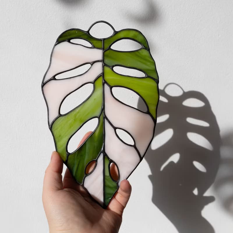 Stained glass monstera, Floral home decor, Plant lover gift