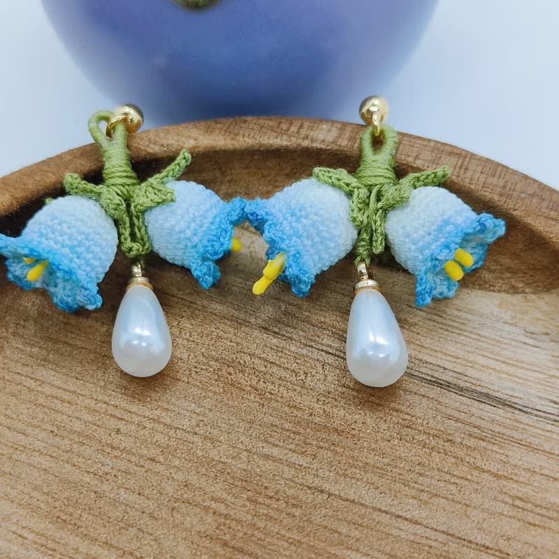 鉤針體驗編織鈴蘭花耳環微鉤飾品 編織包 裝潢