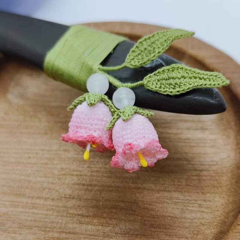 鉤針體驗編織鈴蘭花耳環微鉤飾品 編織包 裝潢