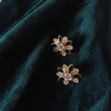 古典藍窗花耳環
