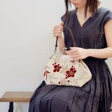 横長ベンリーがま口バッグ いちまつうめ 【 日本製 】ハンドバッグ Frame Bag